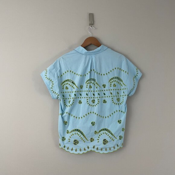 Anthropologie Maeve Boxy Eyelet Cotton Popover Shirt Size Small - Picture 2 of 6